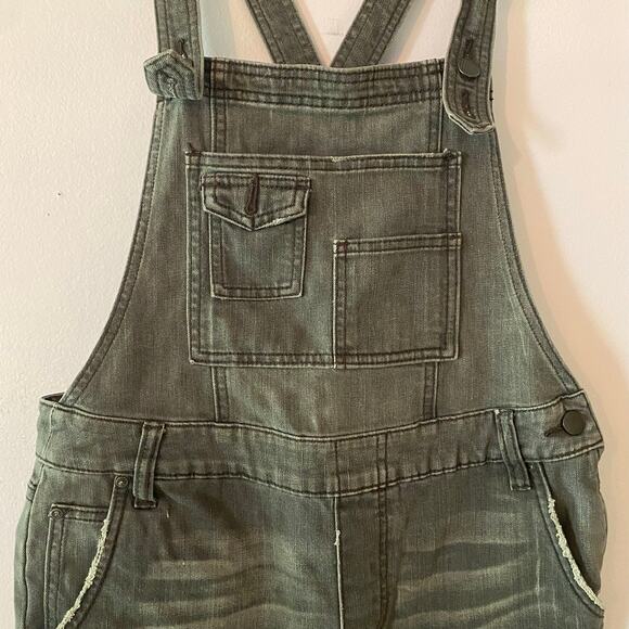 Free People Gray Black Overalls Straight Leg Boho Retro Women's size 28 - Picture 2 of 9